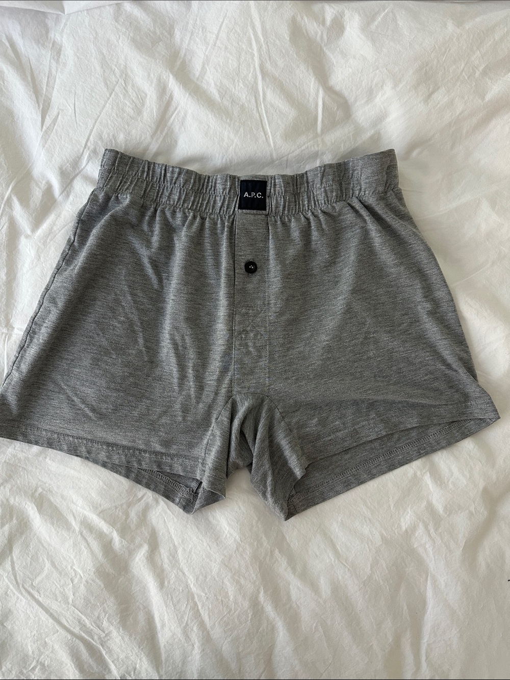 A.P.C. Men's Grey Elastic Waist Cotton Boxers